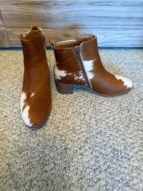 Myra Bag Brown and White Cowhide Ankle Booties